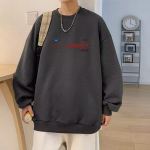 Tr&uuml;kitud s&uuml;gistalvine kampsun meeste kevad ja s&uuml;gis 2024 Korea uus &uuml;mmargune kaelus, vaba topp &scaron;ikk Hongkongi stiilis trendikas M must