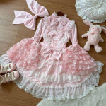 Jaapani gooti stiilis Lolita kleit naistele Kawaii vibukaru pitskleit pikkade varrukatega printsesskleit Halloweeni kost&uuml;&uuml;m, kingitus t&uuml;drukutele XL