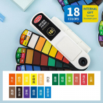 Professionaalsed tahked akvarellpigmendid kokkupandavad reisivee v&auml;rvid veepintsel kunstile spetsiifilised lehvikukujulised maalitarbed