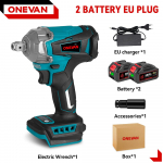 ONEVAN 1200N.M harjadeta elektriline l&ouml;&ouml;kmutriv&otilde;ti 1/2-tolline juhtmeta kuuskantpistikupesa komplekt 3-1 kruvikeeraja t&ouml;&ouml;riist Makita 18V aku jaoks 2 Battery Set