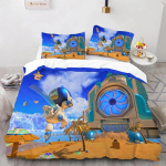 Astro Bot Armas multikas Voodipesukomplekt Tekikomplekt &Uuml;hekohaline Kahekohaline Voodi King Size Voodikomplekt T&auml;iskasvanud poisid Magamistuba Tekikott Padjap&uuml;&uuml;r 135X200cm-2pcs
