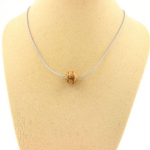 Pierres et Min&eacute;raux. Collier 1 perle Jaspe paysage 8 mm. Chaine en acier inoxydable. Collier femmes, hommes. Taille personnalisable.