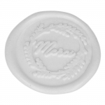 5 Sceaux de cire &agrave; coller blancs Merci 30 mm valge