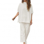 2 tk/komplekt Naiste p&uuml;kstekomplekt, poolk&otilde;rge krae, keskmised varrukad, pluus, lai jalg L must