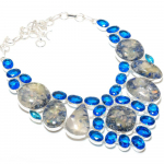 Triplet Opal, Blue Topaz 925 Sterling Silver Jewelry Necklace 18 c8e60