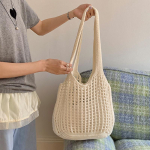 Naiste heegeldatud kandekott &Otilde;&otilde;nes rannakott, suure mahutavusega moodne kootud kott &uuml;hev&auml;rviline Lihtne ostukott reisipuhkuseks 39.5x34cm beež