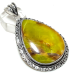 Natural Swiss Green Opal Gemstone 925 Sterling Silver Jewelry Pendant 2.76 v1o32