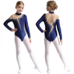 Lastele T&uuml;drukutele Ballett Tants V&otilde;imlemine Akrobaatika Trikoo Pikkade Varrukatega S&auml;delevad Rhinestones V&otilde;rgusilma V&otilde;tmeaugu Seljaga Uisutamine Body Dancewear 7-8 Years