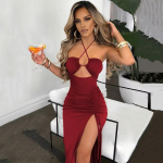 Varrukateta Seksikas Kitsas Naiste Midi Kleit Kitsas L&auml;bil&otilde;ikega Seljast Lahtine &Otilde;lalt Maas HALTER &Ouml;&ouml;klubi Peokleit Klubiwear Naiste Bodycon Elegantne Rihm S