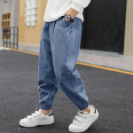 Lapsed Denim Jogger Pant Poiste Teksad Klassikalised mustad Sinised P&uuml;ksid T&auml;navar&otilde;ivad Imikutele poistele vabaaja p&uuml;ksid 130 sinine