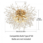 Kaasaegsed Kristalll&uuml;htrid Laevalgusti, Ilutulestiku L&uuml;htrid, Kuldsete Kristallidega Laevalgustid, 6 G9 LED, Elutuppa, Magamistuppa, S&ouml;&ouml;gituppa