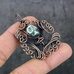 Mosaic Jasper Handmade Copper Wire Wrap Jewelry Pendant 2.17 r8k92