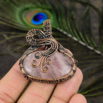 Rose Quartz Handmade Copper Wire Wrap Jewelry Pendant 2.17 l6o74