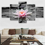 5 t&uuml;kki Looduslik maastik Mustvalge Lootose l&otilde;uend Maalimine Plakatid ja tr&uuml;kised Seinapilt Elutoa Kodukaunistus Ilma raamita 20x35cm*2 20x45cm*2 20x55cm*1