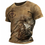 Vintage meeste l&uuml;hikeste varrukatega s&auml;rk Kompassprinteriga T-s&auml;rk Nautical Tops Suvised O-kaelusega dressipluusid Disainer igap&auml;evased meester&otilde;ivad S