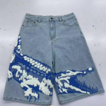 RogueWave Krokodilli Tikandiga Denim L&uuml;hikesed P&uuml;ksid K&otilde;rge V&ouml;&ouml;koht L&otilde;tv P&otilde;lvepikkused P&uuml;ksid Ameerika Streetwear Jeansid S sinine