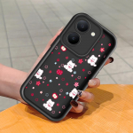 Pehme silikoonist ruudukujulise redeli mustriga telefoni&uuml;mbris, t&auml;ielikult kattev, kaamera p&otilde;rutuskindel kaitse, kummist &uuml;mbris Vivole Vivo Y74S valge