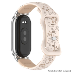 Naiste silikoonist lilledega 3D-graveeringuga k&auml;ev&otilde;ru Xiaomi Band 10 NFC nutikellale, hingav kellarihm Xiaomi Band 9 8 NFC rihmale Mi Smart Band 8/8NFC elevandiluuvalge