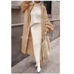 Kevadised ja s&uuml;gisesed naiste kampsunid, &otilde;&otilde;nsad naiste kampsunid, vabaaja massiivne silmkoeline kardigan lahtised riided naiste &uuml;lisuured kampsunid M khaki