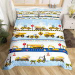 Ehituss&otilde;idukid Poistele Ekskavaator Tekikate Kollane Traktori Voodipesukomplekt Teismelistele Lapsele Vana retroauto Teematoa sisustus US Twin(172x218cm)