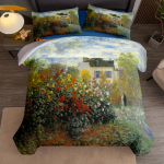Claude Monet Aed Argenteuilis Kunstiline Tekikottide Komplekt UK &Uuml;ksik Kahekohaline Queen USA &Uuml;ksik T&auml;iskasvanud Kuningas Suurus Voodipesu Komplekti Hulgas 140x200cm