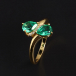 Kerge luksus ja elegantne S&otilde;rmus 18K Kollane kuld &uuml;le S925 Loodud smaragd Nano ehted Naiste S&uuml;nnip&auml;eva ja peo Kingitused US RING SIZE:6# roheline