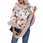 Naiste vabaaja pont&scaron;o kunstkarusnahast r&auml;tikuga m&auml;his kunstkarusnahast talvise varrukateta mantel, soe pullover Luksuslik kootud kampsun pont&scaron;o naistele One Size khaki