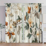 2 tk - V&auml;rviliste lehtede ja &otilde;itega tr&uuml;kitud kardinad, sobivad kodukaunistuseks magamistubadesse ja elutubadesse 29Wx64L(75x166CM)x2