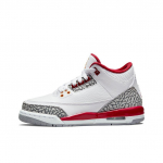 Air Jordan 3 Retro GS Cardinal Red Laste tossud Valge Light-Curry Cement-Grey 398614-126 35.5