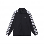 Adidas Originals Kolmlehe Logo Prindiga Triibuline Pikkade Varrukatega Seisva Kraega Jakk Naiste Jakk Must IB7443 XS