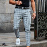 Uued Meeste P&uuml;ksid Vabaaja Meeste P&uuml;ksid Skinny Stretch Meeste Chinod P&uuml;ksid Slim Fit Meeste Vabaaja P&uuml;ksid Ruudulised P&uuml;ksid S sinine