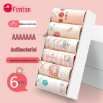 Fenteng Girls' Pure Cotton Flat-Leg Boxer Briefs 6-Pack 2XL (140) size 48-60 lbs