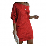 Naiste &otilde;htukleit, l&auml;ikiv litriga kaldus kaelus, &uuml;ks &otilde;lg, kolm neljandikku varrukatega, p&otilde;lve kohal avara minikleit balli&otilde;htu kleit 2XL