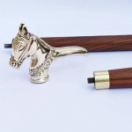 Ainulaadne Messingist Hobuse Disain Pea K&auml;epide Viktoriaanlik Stiil Jalutuskepp Kepp Punane Puit Kaheosaline Parim Kingituseks