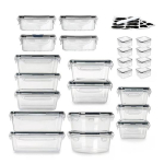 24 tk/komplekt Toiduhoiukarbid Lekkimiskindlad Suletavad karbid kaantega Plastikust toiduvalmistamiskarbid Sisaldab etikette ja pliiatsit k&ouml;&ouml;gikapi jaoks 24PCS white