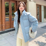 Uus stiil korea puuvillane udujope naiste kapuutsiga parkad talvepolsterdatud mantel Paks soe lahtine puff Naiste lumeriie Outwea XL sinine