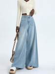 Puffanpop Naiste K&otilde;rge V&ouml;&ouml;kohaga Teksap&uuml;ksid Retro Pesuga Lai Jalg Denim P&uuml;ksid L&otilde;dvad Sirged Vabaaja P&uuml;ksid Toore &Auml;&auml;rega Boyfriend Teksap&uuml;ksid XS sinine