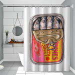 Retro K&ouml;&ouml;k Kala Sinine Sardiinid Punane Krabi Tuunikala Lihtne Du&scaron;ikardin Vannitoa Du&scaron;ikardin Lihtsalt Puhastatav H&otilde;&otilde;rutav Kerge L&auml;bipaistmatu 150x180 cm