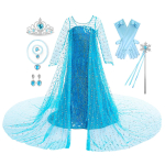 V&auml;ikelaste T&uuml;drukute Sinine Lumekuninganna Elsa S&uuml;nnip&auml;evapeo Cosplay Halloween Lihav&otilde;ttep&uuml;ha Kleit T&uuml;drukute Lavaline Esitus P&uuml;hadekleit 6-7Years-Tag140 blue