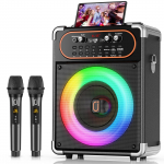 S68 Karaoke masin 2 mikrofoniga, kaasaskantav Bluetooth 5.3 karaoke k&otilde;lar v&auml;li&uuml;ritusteks, kogunemisteks ja pidudeks