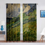 Nisup&otilde;ld k&uuml;pressidega, autor Van Gogh Klassikaline kunst t&uuml;ll l&auml;bipaistvad kardinad L&auml;bipaistev aknakardin elutoa magamistoa sisekujunduseks 1 PCS W100XH250cm&Grommet Top