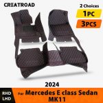 Car Floor Mats For Mercedes Benz E class MK11 Sedan 2024 Auto Carpet Cover Interior Accessories 1PC-Brown