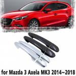 Black Carbon Fiber Car handle Or ABS Chrome Door Handles Cover for Mazda 3 Axela MK3 BM 2014~2018 Car Accessories Cap 2015 2016 Handle 2 Buttonzx6