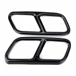 1Pair Glossy Black / Silver Stainless Steel Rear Dual Exhaust Pipe Sticks Covers For Mercedes Benz S class 10-17 W221