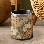 Decorative Garbage Container for Indoor Spaces like Living Room and Dorm Silver Hoop