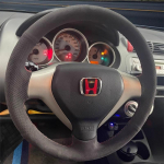 hand stitched non-slip suede leather car steering wheel cover For Honda City Jazz Fit 2007 2008 Auto Parts suede