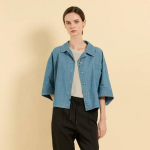Bcbg Open Collar Denim Blouse B5f7g470 Navy (55)/FREE