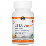 Nordic Naturals, DHA Junior, sobib alates 3. eluaastast, maasikamaitseline, 250 mg, 180 pehmet kapslit (62,5 mg pehmekapsli kohta)
