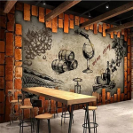 Tapeet 3D seinamaaling Foto Retro T&ouml;&ouml;stuslik stiil Veiniriiul Veinikelder M&otilde;isa veiniruum Dekoratiivne kohvikutapeet 200 cm(W) x 140 cm(H)