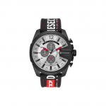 Diesel Mega Chief Kell Kvartsliikumine Nahast Kangasrihm Hall sihverplaat Moodne Trendikas Isikup&auml;rane Kronograaf Kalendriga Komposiitrihm DZ4512 Regular Watch Box,Black Strap